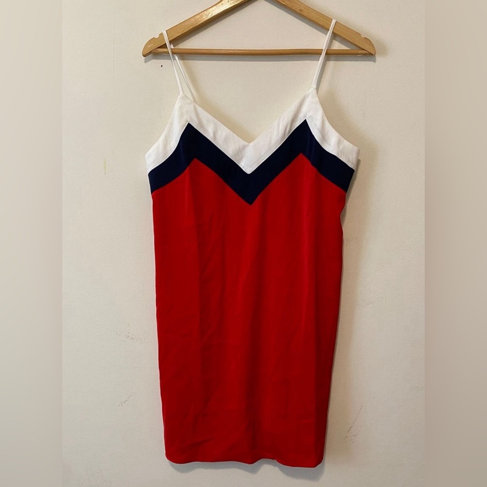 Forever 21 silky red, white and blue mini dress